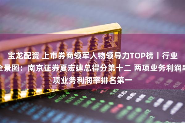 宝龙配资 上市券商领军人物领导力TOP榜丨行业数据评价全景图：南京证券夏宏建总得分第十二 两项业务利润率排名第一
